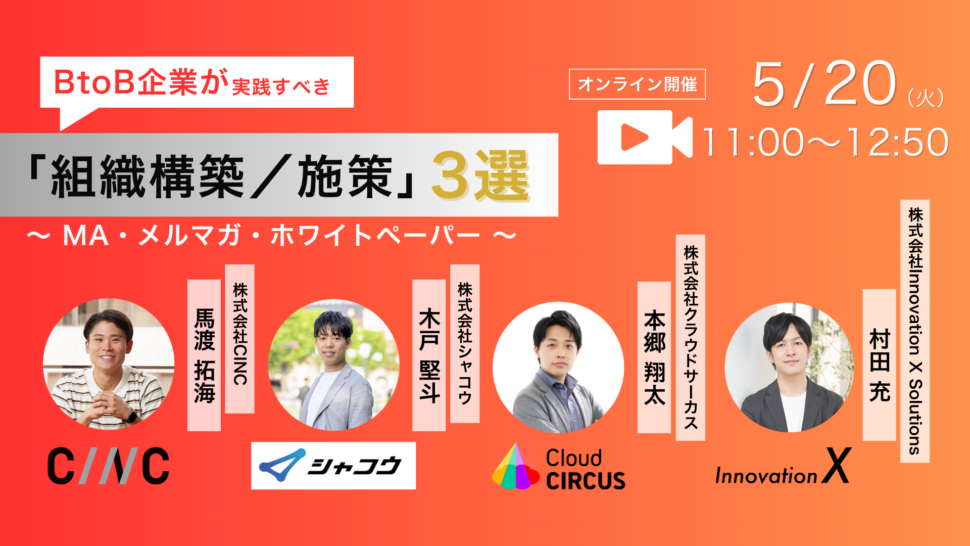 【5/20(火)開催】BtoB企業が実践すべき「組織構築／施策」3選　〜 MA・メルマガ・ホワイトペーパー 〜